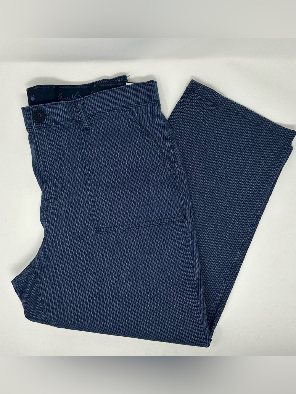 EUC Gloria Vanderbilt Nadine Blue Stripe Crop Capri Pants Size 8